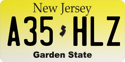 NJ license plate A35HLZ