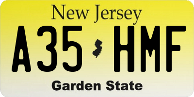 NJ license plate A35HMF
