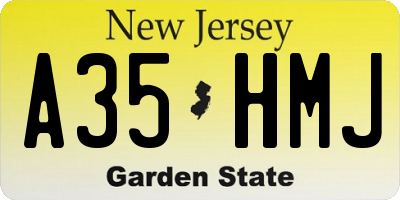 NJ license plate A35HMJ