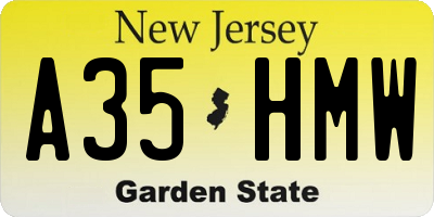 NJ license plate A35HMW