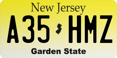 NJ license plate A35HMZ