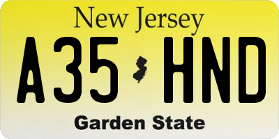 NJ license plate A35HND