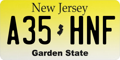 NJ license plate A35HNF