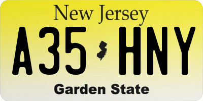 NJ license plate A35HNY