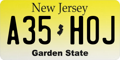 NJ license plate A35HOJ