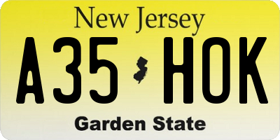 NJ license plate A35HOK