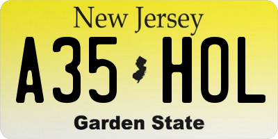 NJ license plate A35HOL