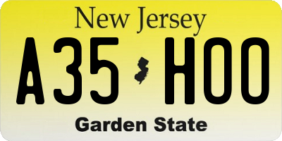 NJ license plate A35HOO