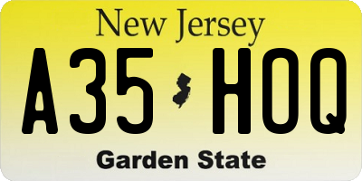 NJ license plate A35HOQ