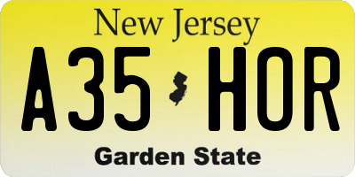 NJ license plate A35HOR