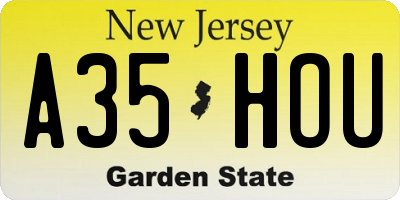 NJ license plate A35HOU