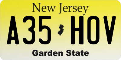 NJ license plate A35HOV