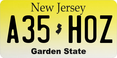 NJ license plate A35HOZ