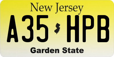 NJ license plate A35HPB