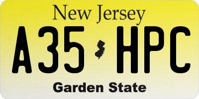 NJ license plate A35HPC