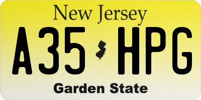 NJ license plate A35HPG