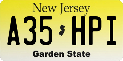 NJ license plate A35HPI