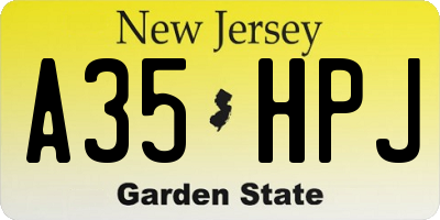 NJ license plate A35HPJ