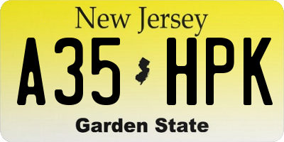 NJ license plate A35HPK