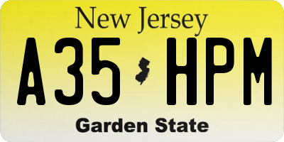 NJ license plate A35HPM