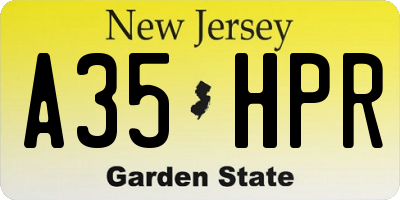 NJ license plate A35HPR