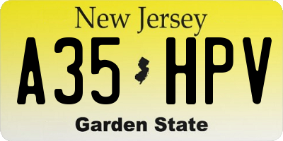NJ license plate A35HPV