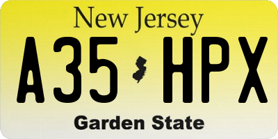 NJ license plate A35HPX