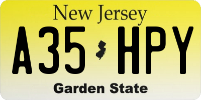 NJ license plate A35HPY