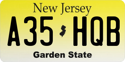 NJ license plate A35HQB
