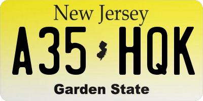 NJ license plate A35HQK