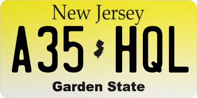 NJ license plate A35HQL