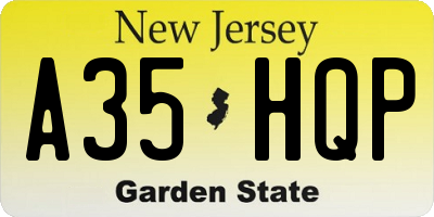 NJ license plate A35HQP