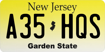 NJ license plate A35HQS