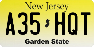 NJ license plate A35HQT
