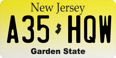 NJ license plate A35HQW