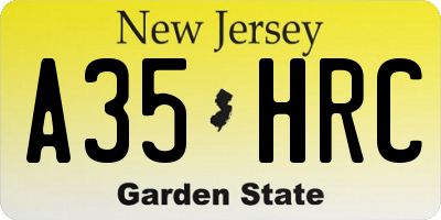 NJ license plate A35HRC