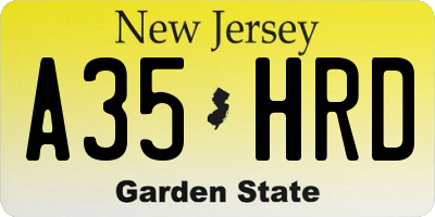 NJ license plate A35HRD