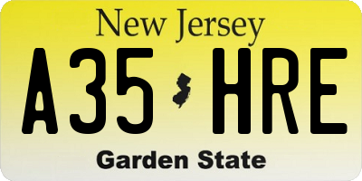 NJ license plate A35HRE