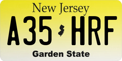 NJ license plate A35HRF