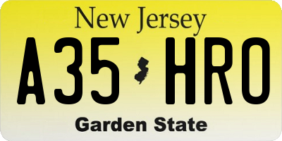 NJ license plate A35HRO