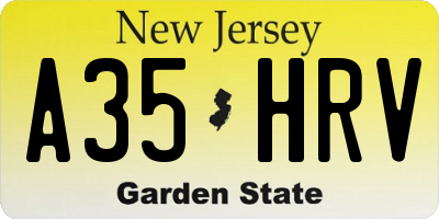 NJ license plate A35HRV