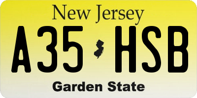 NJ license plate A35HSB