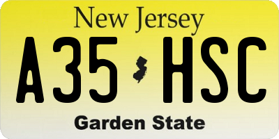 NJ license plate A35HSC