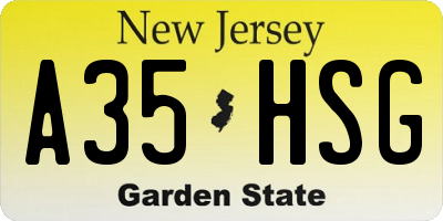NJ license plate A35HSG