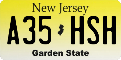 NJ license plate A35HSH