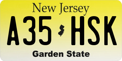 NJ license plate A35HSK