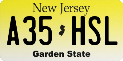 NJ license plate A35HSL