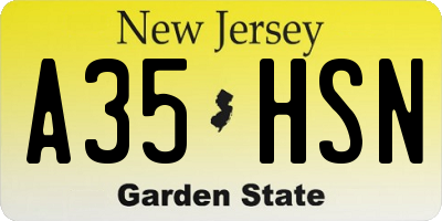 NJ license plate A35HSN