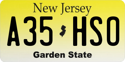 NJ license plate A35HSO