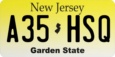 NJ license plate A35HSQ